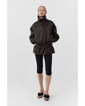 St. Agni Leather Cinch Jacket - Black