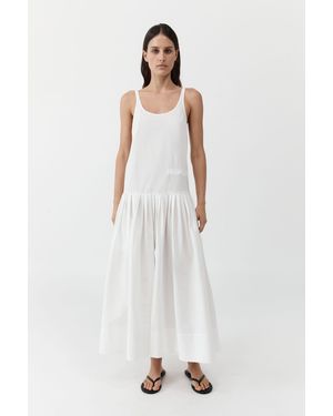 St. Agni Relaxed Pleat Dress - White