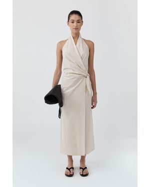 St. Agni Halter Wrap Backless Dress - White
