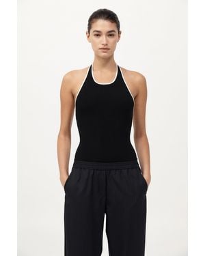 St. Agni Fine Line Halter Top - Black