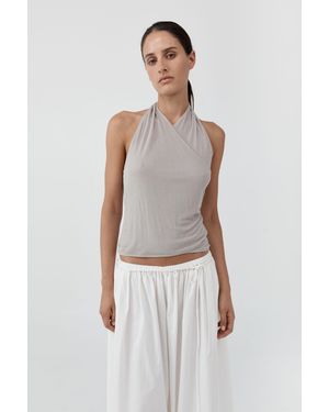St. Agni Fine Jersey Wrap Halter Top - White
