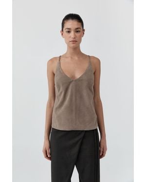 St. Agni Suede Low Back Tie Top - Natural