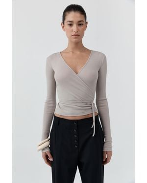 St. Agni Baby Wool Wrap Top - Gray