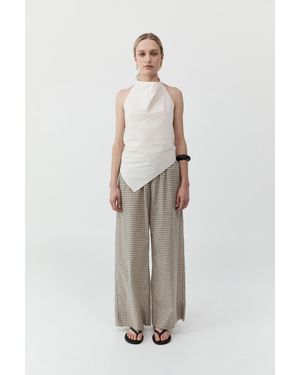 St. Agni Cotton Check Relaxed Pant - White