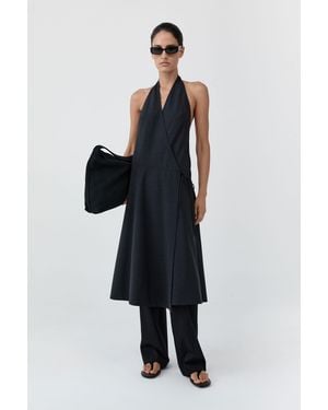 St. Agni Wool Wrap Dress - Blue