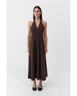 St. Agni Halter Plunge Dress - White