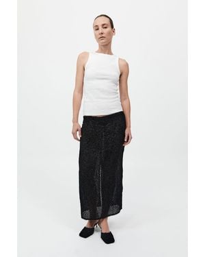St. Agni Feathered Silk Skirt - White