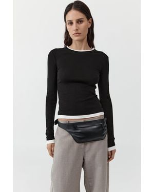 St. Agni Organic Cotton Layered Long Sleeve Top - Black