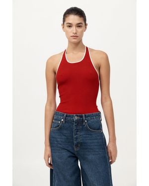 St. Agni Fine Line Halter Top - Red