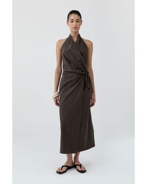 St. Agni Halter Wrap Backless Dress - White