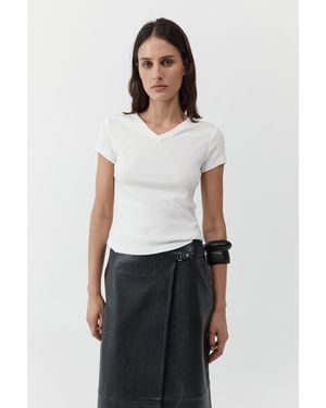 St. Agni Organic Cotton V Neck Tee - White