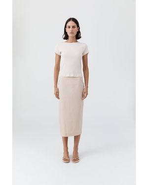 St. Agni Paper Taffeta Column Skirt - White