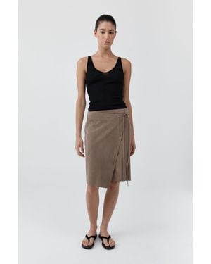 St. Agni Pre-Order: Suede Everyday Wrap Skirt - Multicolour