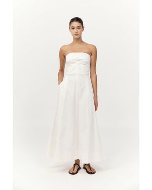 St. Agni Sculpted Cotton Strapless Dress - White