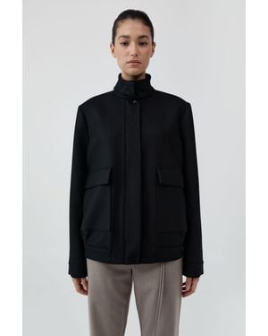 St. Agni Wool Longline Bomber Jacket - Black
