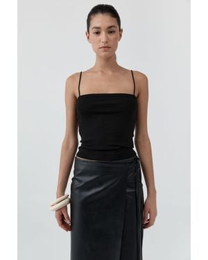 St. Agni Organic Cotton Square Neck Cami - Black