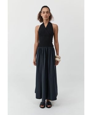 St. Agni Knit Halter Backless Dress - Blue