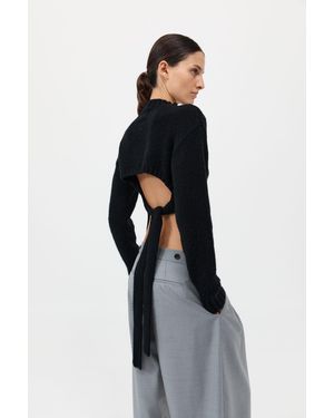 St. Agni Wool Cashmere Blend Tie Back Sweater - Black