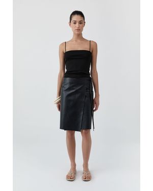 St. Agni Leather Everyday Wrap Skirt - Black