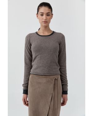 St. Agni Fine Merino Wool Long Sleeve Top - Brown