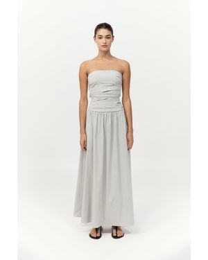 St. Agni Gathered Strapless Tie Back Dress - White
