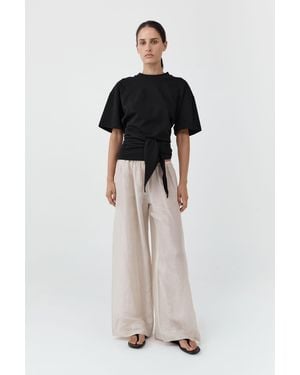 St. Agni Cotton Jersey Split Back Tee - Black