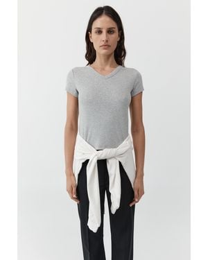St. Agni Organic Cotton V Neck Tee - White