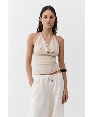 St. Agni Cowl Halter Knit Top - Natural