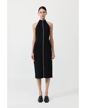 St. Agni Raw Edge Halter Dress - Black