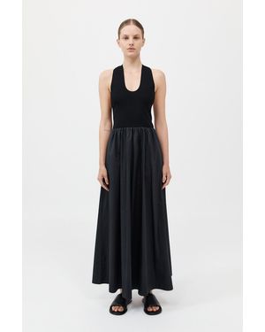 St. Agni Plunge Neck Dress - Black