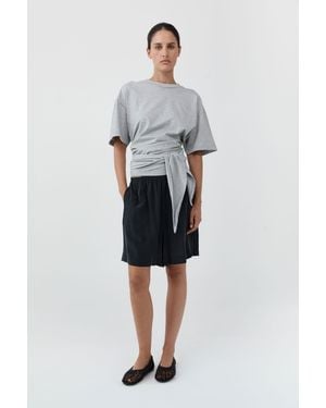 St. Agni Cotton Jersey Split Back Tee - Multicolor