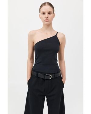 St. Agni Organic Cotton One Shoulder Tank - Blue