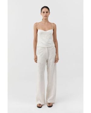 St. Agni Silk Wool Jacquard Minimal Pants - Multicolor