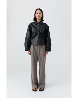 St. Agni Cocoon Leather Jacket - Black