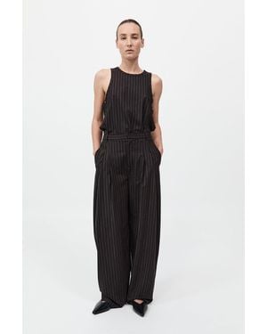 St. Agni Wool Pinstripe Tapered Trousers - Black