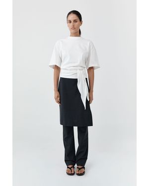 St. Agni Cotton Jersey Split Back Tee - White