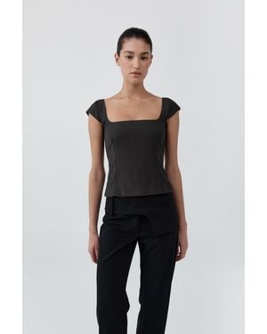 St. Agni Wool Cap Sleeve Top - Black