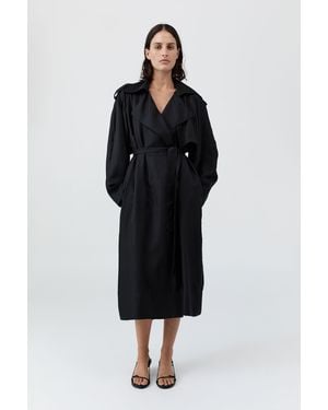 St. Agni Silk Twill Relaxed Trench - Black