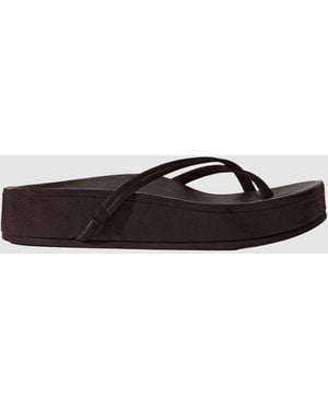 St. Agni Suede Cross Strap Flatform - White
