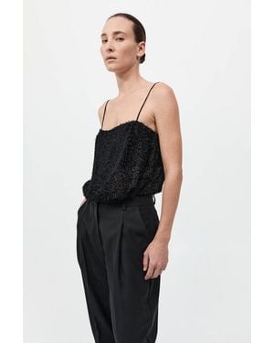St. Agni Feathered Silk Cami - Black