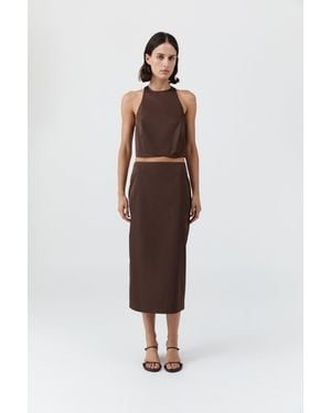 St. Agni Paper Taffeta Column Skirt - Brown