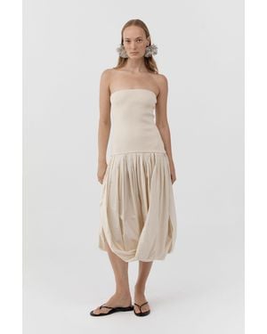 St. Agni Raw Silk Asymm Balloon Dress - Natural