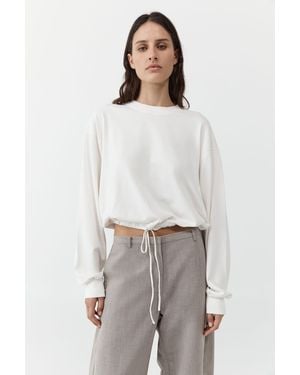 St. Agni Drawstring Long Sleeve Top - White
