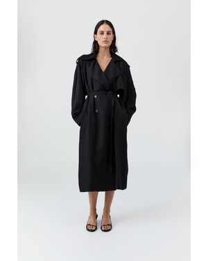 St. Agni Silk Twill Relaxed Trench - Black