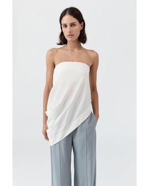St. Agni Cloud Asymm Drape Top - White