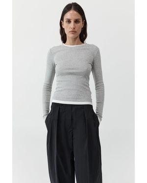 St. Agni Organic Cotton Layered Long Sleeve Top - White
