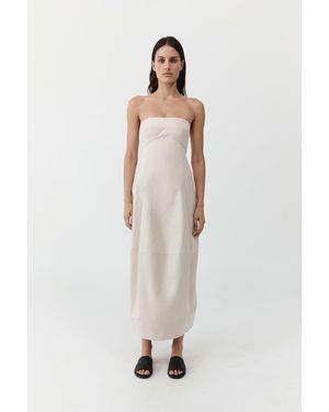 St. Agni Canvas Pleat Cocoon Dress - White
