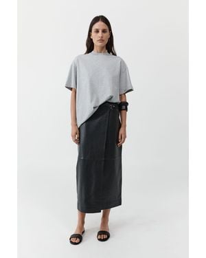 St. Agni Leather Wrap Skirt - Black