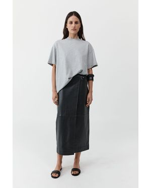 St. Agni Leather Wrap Skirt - Black