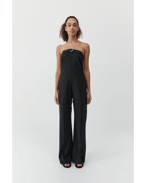 St. Agni Wool Pinstripe Deconstructed Jumpsuit - Multicolour